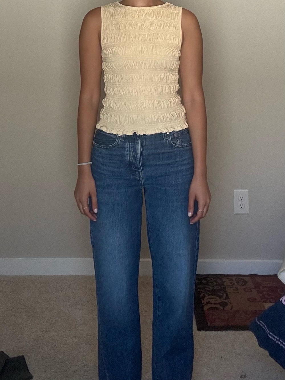 Madewell butter yellow Smocked Tank Top - Picture 2 of 2